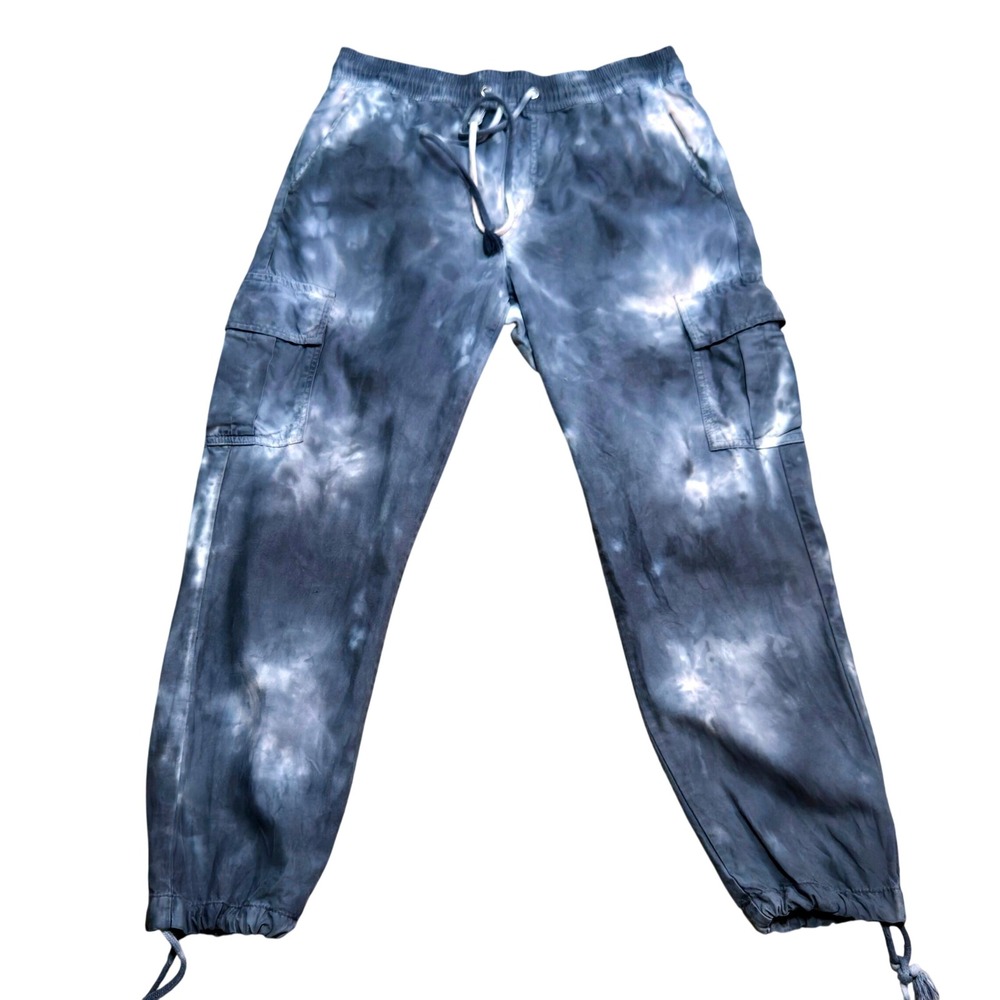 Sanctuary X Anthropologie Grey Tie Dye Cargo Jogger Pants Elastic Waist Size S